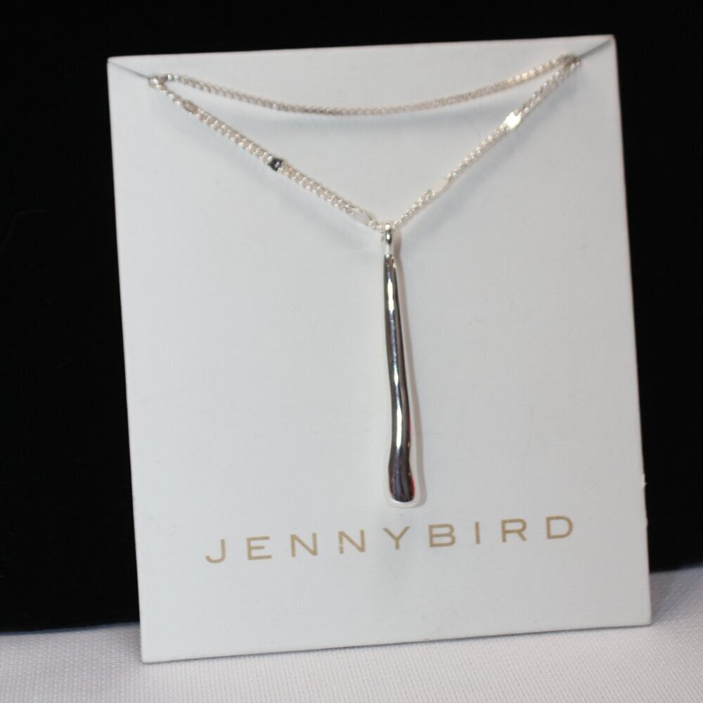 Jenny Bird "Leana" Double-Chain Silver Necklace with Bar Pendent
